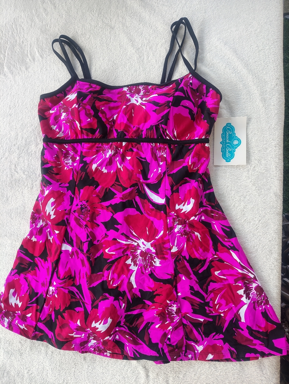 Beach Belle Floral Swimdress in Pink and Black